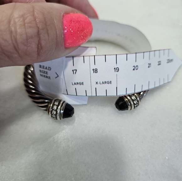 David Yurman black Onyx and dimond bangle cuff bracelet (large) - Picture 3 of 9
